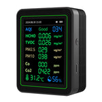 NEW 12 in 1 Air Quality Monitor Formaldehyde Space Contrast Function TVOC CO CO2 PM2.5 PM10 Temperature Humidity LCD Display Rechargeable Precision Sensor Real Time Detection Compact Design ZN-MT14