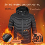 LinkMejor HZ-23 23 Zones Heating Jacket Zipper Adjustable Size USB Charging Smart Thermal Warm Jacket Men's Heated Hooded Coat Outdoor Sportswear