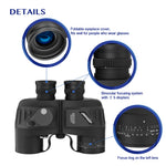 LinkMejor Powerful 10X50 Binoculars HD Military Marine Bird Watching Waterproof Telescope With Internal Rangefinder & Compass Telescope Night Vision Binoculos Teleskop AO3015B