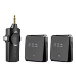 LinkMejor AP009 2.4Ghz Wireless Lavalier Microphone USB-C/iP 3-in-1 Receiver Noise Canceling Mic 26H Battery Life 15ms Low Latency for Vlog Interview Live Streaming Recording