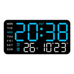 Multi-function LED Digital Wall Clock Borderless Electronic Clock Multifunctional Hanging Standing Clock Simple Digital Clock Display Living Room Wall Clock