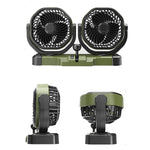 LinkMejor 5V 12V 24V Dual Head Car Fan 2 Speed Adjustment 360° Rotatable Low Noise USB Lighter Universal Vehicle Cooling Fan