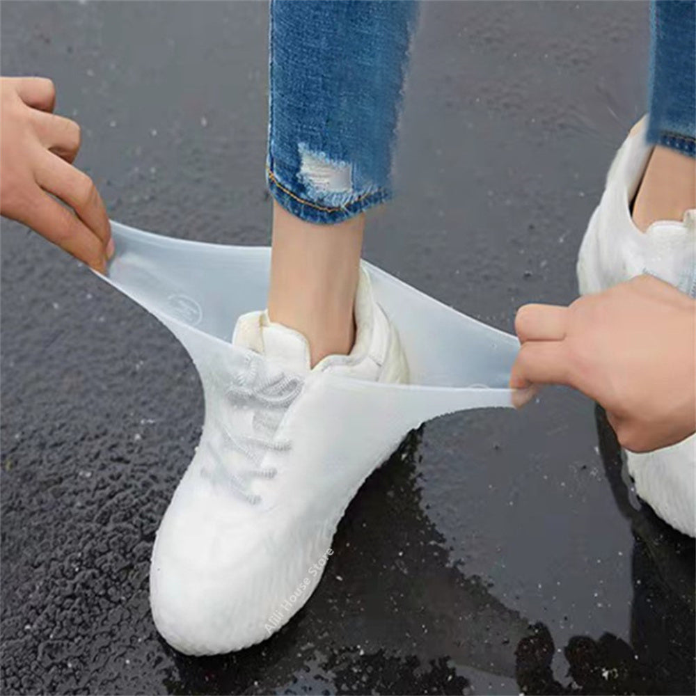 LinkMejor 1 Pair Waterproof Non-slip Silicone Bike Shoe Cover High Elastic Wear-resistant Unisex Rain Boots for Rainy Day Cycling Reusable Shoe Cover