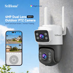 SriHome SH074 4MP Dual Lens PTZ Camera Dual-Screen Full Color Night Vision Human Motion Two-Way Audio Visual Alarm IP66 Waterproof WIFI Surveillance IP Camera for Outdoor Safety