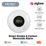 LinkMejor Zigbe Smart Smoke and Carbon Monoxide Alarm 85dB High-Volume Alarm Real-Time LCD&App Monitor 2-In-1 Protection 2.4 GHz Wireless Tuya Smoke Detector for Indoor Rooms