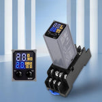 H3Y-4 Adjustable Time Relay 14 Pin LCD Digital Display DC 12V 24V AC 220V Dual Time Cycle Control Delayer With Base Fire-Resistant Shell High-Precision Timing
