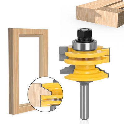 LinkMejor 1/2 Inch  8mm 12mm Shank Ogee Rail and Stile Router Bit Reversible Glass Door Rail & Stile Router Bit for Woodworking Precision Milling Cutter Factory Direct