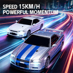 LinkMejor 1901-410D RTR 1/24 2.4G 4WD R34 Drift RC Car Alloy Body Shell LED Light On-Road Full Proportional High Speed Racing Vehicles Models Toys