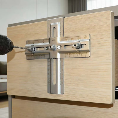 LinkMejor Stainless Steel Drawers Handle Locator Jig Woodworking Hardware Drilling Guide for Cabinet Doors Handle Installation