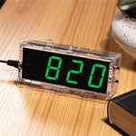 DIY Digital LED Clock Kit Light Control Temperature Display Transparent Case Soldering Project DC 5V USB