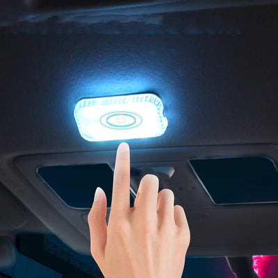 LinkMejor Touch Light Mini Wireless Car Interior Lighting Auto Roof Ceiling Reading Lamp for Door Foot Trunk Storage Box USB Charging