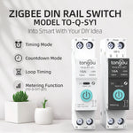 TO-Q-SY1-JZT Zigbe Din Rail Switch with Metering 32A-63A TUYA Smart Life APP & Voice Remote Control Real-Time Monitoring with Timing/Countdown Mode with Alexa Google Assistant