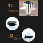IPRee 12V/24V Car Truck 1200ml Water Heater Portable Hot Water Kettle Auto Shut-Off Fast Boiling for Travel Home