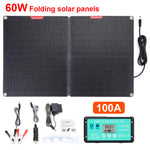 LinkMejor 12V 60W Folding Solar Panel 30A 60A 100A Waterproof Outdoor Battery Charger for Mobile Phones Power Bank Camera Tablet PC Car With PD QC3.0 MTTP Controller