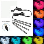 48 LED Car Interior Ambient Foot Strip Light Backlight Remote App Music Control Auto RGB Decorative Lamps