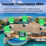 Tuya Wireless NVR WIFI IP Camera Kit 3.0MP HD 10.1-inch Screen EU Plug IP66 Waterproof Cameras H.265+ Night Vision Remote Access Security System 200m Transmission Distance