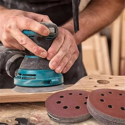 125mm 5 Inch Round Sandpaper 8 Hole Hook and Loop Sanding Discs for Wood Metal Polishing Rust Removal #60/80/100/120/150/180/240/320/400/600 Grits