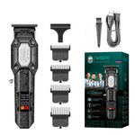 LinkMejor V-900B Professional Electric Hair Clipper 4-Level Cutting Guide High Precision Long Battery USB Rechargeable Trimmer with LED Display for Home Salon