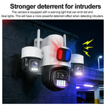 LinkMejor 4G 15MP HD Three-lens Solar Security Camera Outdoor PTZ Night Vision 2-Way Audio Blue Red Light Deterrent 24/7 Recording Waterproof Outdoors CCTV Cameras