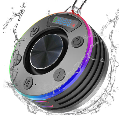 T7 IPX7 Waterproof Speaker RGB Portable bluetooth Speaker with Suction Cup Stereo Subwoofer LED Display TWS Hands-free Call FM Radio Indoors Outdoors Speakers for Bathroom Party
