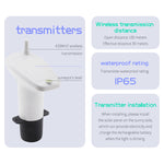 TS-FT007 Ultrasonic Water Level Meter with LCD Display 0.5-5M Range Wireless 100M Transmission IP65 Waterproof Home Tank Gauge with High Low Alarm Non Contact Measurement