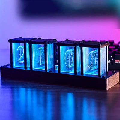 Nixie Tube Clock Vintage 16 Million RGB Electronic Table Clock Digital Led Desk Clock Home Decor Ornaments Gift Support Wifi Time Synchronization Mobile Phone Control