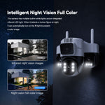SriHome SH073 6MP 3X Zoom WIFI PTZ Security Camera 360° Coverage Full-Color Night Vision Human Motion Two-Way Audio Sound&Light Alarm IP66 Waterproof Dual-Band WIFI Surveillance Camera for Outdoor Safety