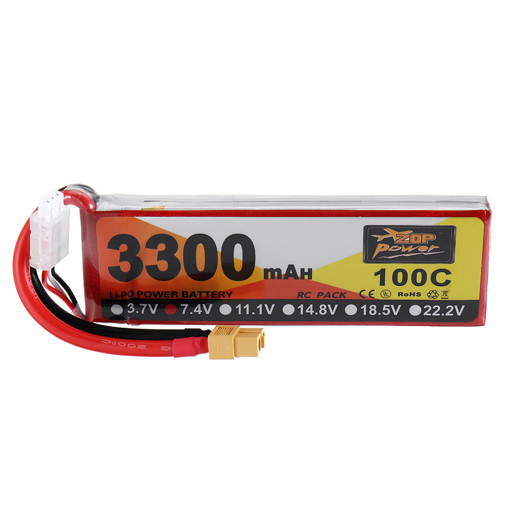 LinkMejor Power 7.4V 3300mAh 100C 2S Lipo Battery XT60 Plug for RC Racing Drone
