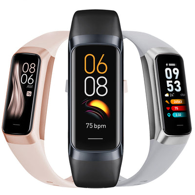 C60 1.1inch AMOLED Display Heart Rate Blood Pressure Blood Oxygen Monitor Body Temperature Record Sleep Monitoring Multi-sport Modes Music Playback 3ATM Waterproof Smart Watch