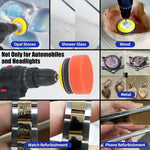 3 Inch Sanding Disc Drill Polishing Kit 133 PCS Wet Dry Headlight Restoration Hook and Loop Sandpaper Rotary Tools Multi-Grit Buffing Pads for Car Wood Metal Glass Resin