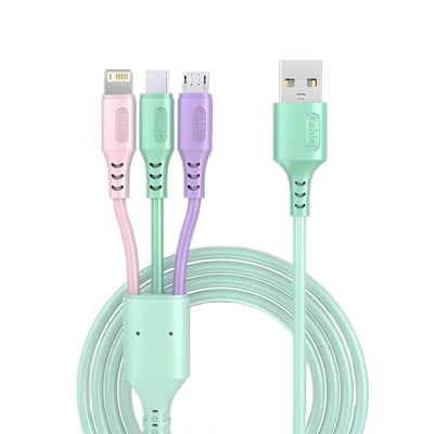 3-in-1 Universal USB-A to Micro/iP/Type-C Cable Fast Charging Copper Core Line 1.2M Long for iPhone 15 14 13 Pro for Huawei Nova Flip for Samsung Galaxy Z Flip6 for Xiaomi Civi 4pro
