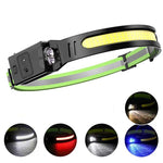 LinkMejor 350LM COB Wave Sensor Smart LED Headlamp With USB Rechargeable Battery Yellow/Blue AUX Light Waterproof Head Lamp For Running Fishing Hunting Outdoor Flashlight Work Light Torch