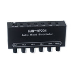 HAM-HP204 Stereo Audio Mixer Distributor Signal Selector 2 Input 4 Output 5X Magnification 3.5mm JRC NJM3414A DC 5-15V Volume Control