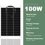 LinkMejor 100W / 200W Solar Panel Kit Flexible Monocrystalline High Efficiency Solar Panel  for Off-Grid RV Camping Power System