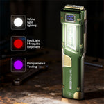 LinkMejor 10W Compact Thin Mini Portable LED Flashlight Digital Display EDC Tactical Rechargeable Work Light, Three-Source Outdoor Camping and Emergency Use High-Intensity LED Torch