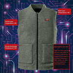 LinkMejor HV-08G Heated Vest 8 Heating Areas USB Charging 3 Gear Temperature Control Grey Plush Windproof Outdoor Winter Warm Clothing