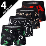 4pcs Men's Boxer Briefs Fashion Printed Underwear Comfortable Breathable Casual Shortie Panties