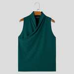 INCERUN Mens Solid Color Design Crossover V-neck Soft Tanks