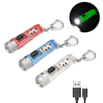 LinkMejor M300 GITD-Green Self-luminous 400LM 6500K EDC Keychain Flashlight with RGB Sidelight, Magnetic Tail Repair Work Lamp Type-C Rechargeable Mini UV Flashlight