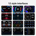 P2 HUD OBD2 Display Head Up Display Car with Slope Meter GPS Speedometer RPM Gauge On-board Computer