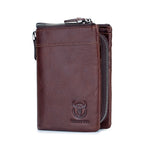 LinkMejor Men's Genuine Leather Wallet Detachable Coin Purse Large Capacity Multi-card Slots Card Holder Money Clip