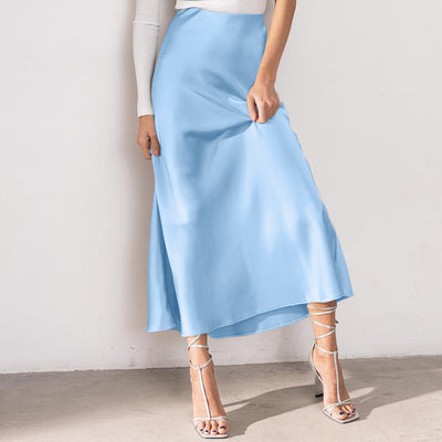 VONDA Women Bustle Skirt Fashion Elegant Overskirts Comfy Touch Solid-color Bottom Skirt Plus Size for Women