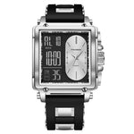 LinkMejor Fashion Men's Square Dual Display Watch Business Casual Sports Wristwatch Luminous Waterproof Date Week Male Watch