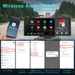 10.26Inch Wireless CarPlay Android Auto 4K Front 1080P Rear Split Screen GPS WiFi Smart Car Display Dash Cam