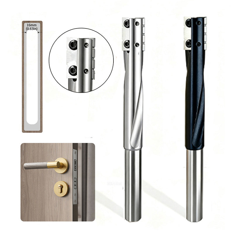 1PC 12mm Shank Spiral Mortise Cutter Bit for Door Lock Through Hole Chip Removal Bottom Cleaning Tungsten Carbide End Mill for Laminate MDF Plywood Hardwood Softwood CNC Electric Router