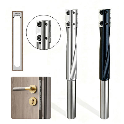 1PC 12mm Shank Spiral Mortise Cutter Bit for Door Lock Through Hole Chip Removal Bottom Cleaning Tungsten Carbide End Mill for Laminate MDF Plywood Hardwood Softwood CNC Electric Router