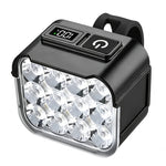 LinkMejor Bicycle Headlight Combo Kit Rechargeable Digital Display High Brightness 12 LEDs Mountain Bike Night Riding Light Set