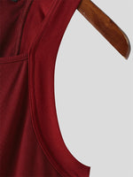 LinkMejor Mens High Elastic Solid Color Casual Tank Top
