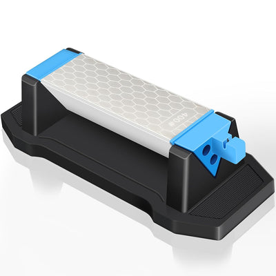 LinkMejor 3 Side Diamond Sharpening Stone Whetstone 400/1000/6000 Grit for Knife and Tool Sharpening with Non-Slip Base