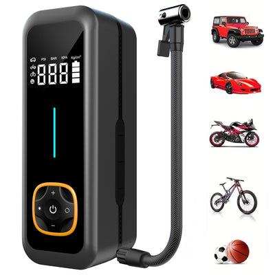 LinkMejor Multifunctional Portable 150 PSI Electric Air Pump with Lighting Charging Digital Display Fast Inflation Tires Inflator for Bikes Motorcycles Cars Balls